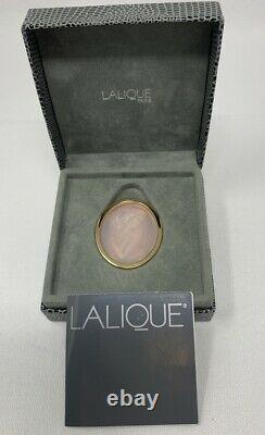 LALIQUE Opalescent CLEMENCE Cameo Brooch Gold Plated With Box