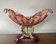 Large 1950s Mcm Murano Italy Sommerso Pink Opalescent Art Glass Centerpiece Bowl