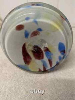 LARGE 40cm MURANO glass french OPALINE multicolored vase 1950 vintage retro vgc