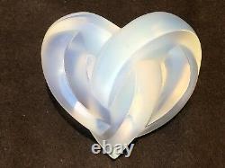 Lalique Crystal Opalescent Entwined Knotted Heart Paperweight France