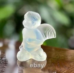 Lalique French Crystal Opalescent Cherub Angel Mint Signed Rare Authentic