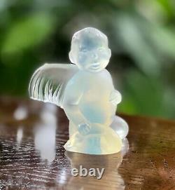Lalique French Crystal Opalescent Cherub Angel Mint Signed Rare Authentic