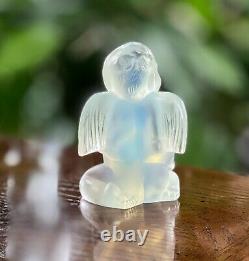 Lalique French Crystal Opalescent Cherub Angel Mint Signed Rare Authentic