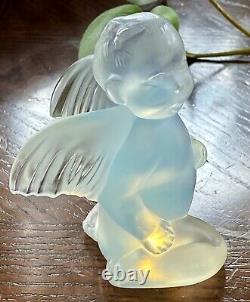 Lalique French Crystal Opalescent Cherub Angel Mint Signed Rare Authentic