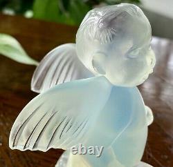 Lalique French Crystal Opalescent Cherub Angel Mint Signed Rare Authentic