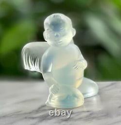 Lalique French Crystal Opalescent Cherub Angel Mint Signed Rare Authentic