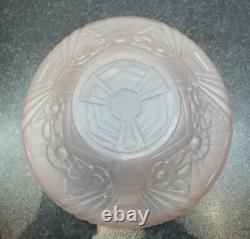 Lalique (frankhauser) Designed Joblings Figure And Bowl In Pink Plus Stand