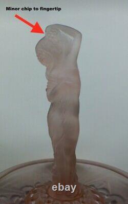 Lalique (frankhauser) Designed Joblings Figure And Bowl In Pink Plus Stand