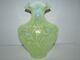 Large 11.5 Fenton Topaz Opalescent Daisy And Fern Art Glass Vase 903