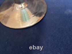 Large 15 Tall Vintage Venetian Blue Opaline Glass Vase Gold Encrusted & Floral