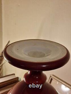 Large Antique Victorian Stourbridge Opaline Overlay Glass Intaglio Cameo Vase