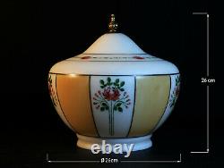 Large Architectural Art Deco school house hand painted opaline glass lantern