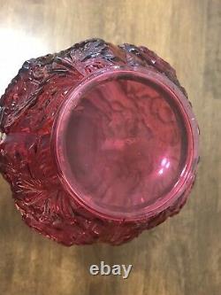 Large Fenton Cranberry Opalescent Poppy Show Vase 12