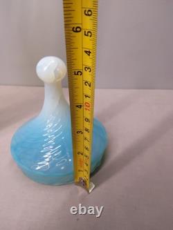 Large Italian Empoli Stelvia Opaline Opalescent Blue Milky Apothecary Glass Jar