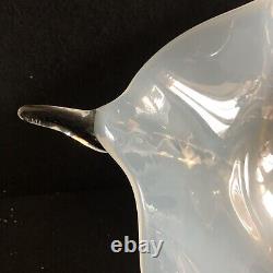 Large Signed Dated New Zealand Cased Glass Octopus Bowl Opalescent Black & White