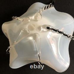 Large Signed Dated New Zealand Cased Glass Octopus Bowl Opalescent Black & White