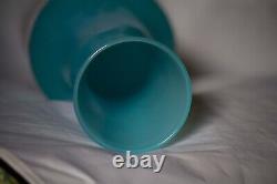 Large Vintage Italian Blue Opaline Vase 38cm 15in MCM 70s Clear Base Empoli