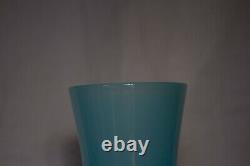 Large Vintage Italian Blue Opaline Vase 38cm 15in MCM 70s Clear Base Empoli