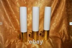 Large sconces Art Deco Mid Century Modern brass Opaline glass Glashutte Limburg