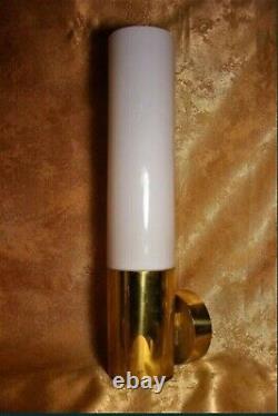 Large sconces Art Deco Mid Century Modern brass Opaline glass Glashutte Limburg