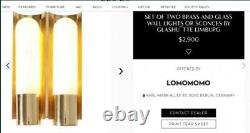 Large sconces Art Deco Mid Century Modern brass Opaline glass Glashutte Limburg