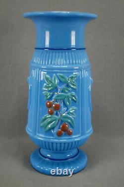 Late 19th Century Saint Louis Bambous Et Bouquets Molded Opaline Vase C. 1890s
