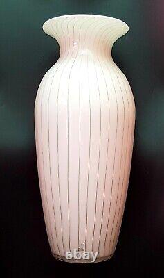 Late 20th Century Hand Blown Italian Opaline Glass Vase By VAE. 44cm Tall, 5KG