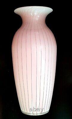 Late 20th Century Hand Blown Italian Opaline Glass Vase By VAE. 44cm Tall, 5KG