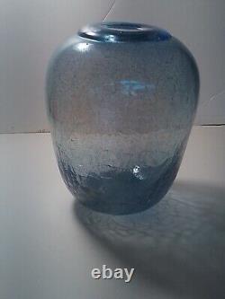 Leon Applebaum Vase, Blown Glass, Opalescent Light Blue, Signed 6 1/2 Tall
