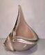 Lg Vintage Italian Murano Opaline Pink Gold Fleck Art Glass Conch Shell Bowl