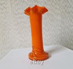 Loertz Art Deco Vase Opaline Orange Tango Glass by Michael Powolny Vintage Rare