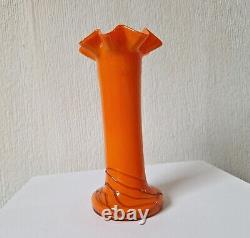 Loertz Art Deco Vase Opaline Orange Tango Glass by Michael Powolny Vintage Rare