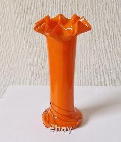 Loertz Art Deco Vase Opaline Orange Tango Glass by Michael Powolny Vintage Rare