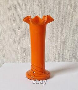 Loertz Art Deco Vase Opaline Orange Tango Glass by Michael Powolny Vintage Rare