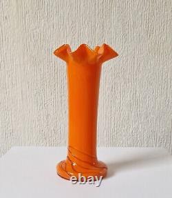 Loertz Art Deco Vase Opaline Orange Tango Glass by Michael Powolny Vintage Rare