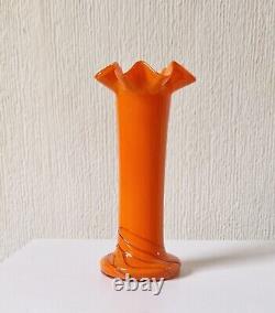 Loertz Art Deco Vase Opaline Orange Tango Glass by Michael Powolny Vintage Rare