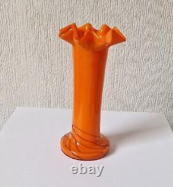 Loertz Art Deco Vase Opaline Orange Tango Glass by Michael Powolny Vintage Rare