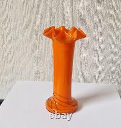 Loertz Art Deco Vase Opaline Orange Tango Glass by Michael Powolny Vintage Rare