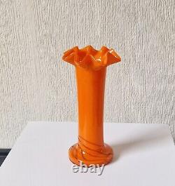 Loertz Art Deco Vase Opaline Orange Tango Glass by Michael Powolny Vintage Rare