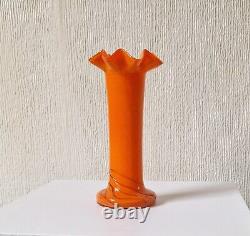 Loertz Art Deco Vase Opaline Orange Tango Glass by Michael Powolny Vintage Rare