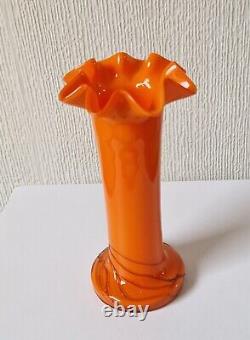 Loertz Art Deco Vase Opaline Orange Tango Glass by Michael Powolny Vintage Rare
