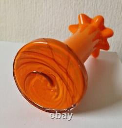 Loertz Art Deco Vase Opaline Orange Tango Glass by Michael Powolny Vintage Rare