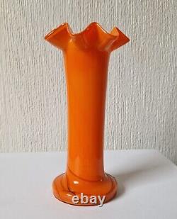 Loertz Art Deco Vase Opaline Orange Tango Glass by Michael Powolny Vintage Rare