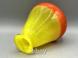 Loetz Czech Opaline Glass Vase Orange & Yellow Tango Art Deco Vintage Art Glass