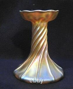 Louis Comfort Tiffany LCT Favrile Opalescent Gold Swirl 5 Candlestick Holder