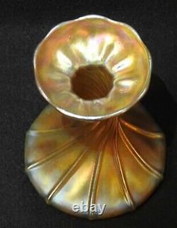 Louis Comfort Tiffany LCT Favrile Opalescent Gold Swirl 5 Candlestick Holder