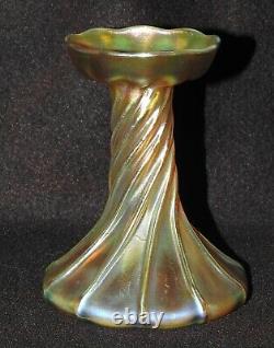 Louis Comfort Tiffany LCT Favrile Opalescent Gold Swirl 5 Candlestick Holder