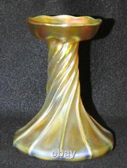 Louis Comfort Tiffany LCT Favrile Opalescent Gold Swirl 5 Candlestick Holder