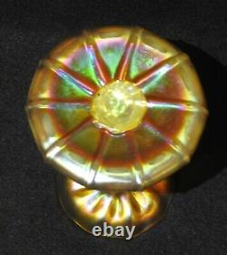 Louis Comfort Tiffany LCT Favrile Opalescent Gold Swirl 5 Candlestick Holder