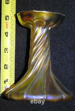 Louis Comfort Tiffany LCT Favrile Opalescent Gold Swirl 5 Candlestick Holder